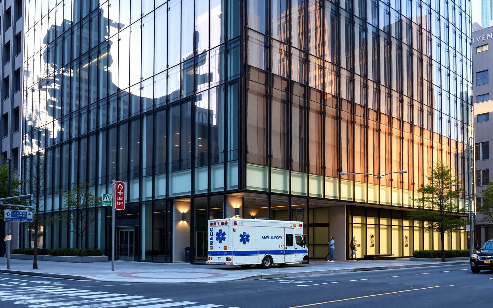 Mount Sinai Hospital main entrance on Madison Avenue in Manhattan